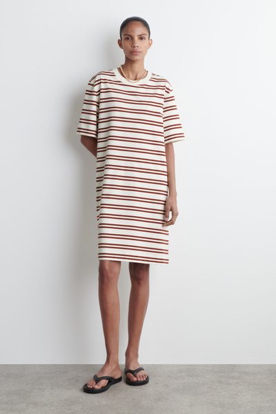 ☆ドイツ発*COS*新作*コットンミニTシャツドレス/Striped☆ COTTON MINI T-SHIRT DRESS - WHITE / RED / STRIPED | COS