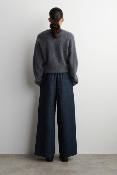 CROPPED DENIM WIDE-LEG PANTS