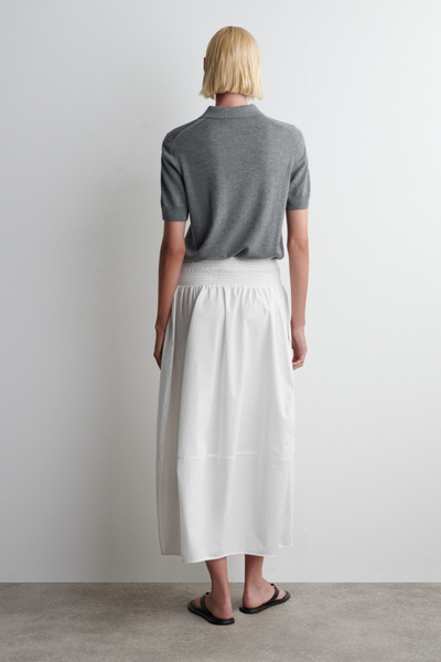 スカート [ulikasanctus] Curtain midi skirt SMOCKED PANELED MIDI SKIRT - WHITE | COS