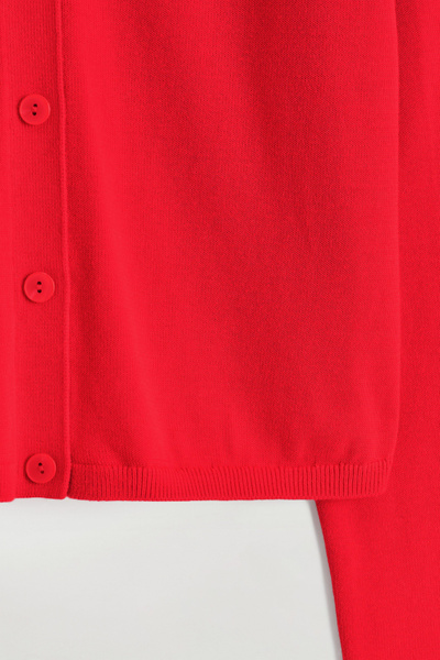 KNITTED COTTON V-NECK CARDIGAN - RED | COS US