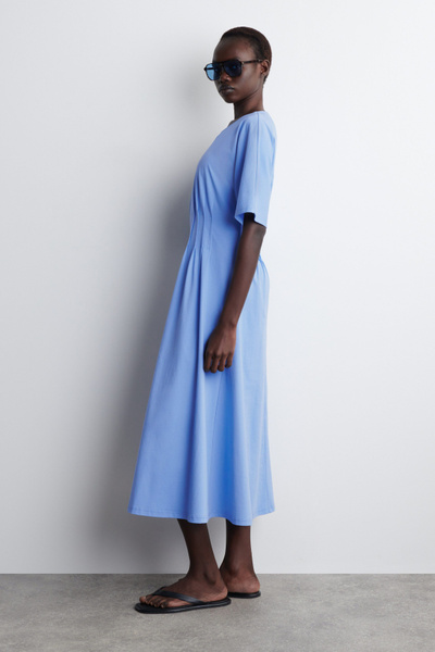 ワンピース LIGHT BLUE COTTON DRESS PINTUCKED COTTON MINI DRESS - LIGHT BLUE | COS