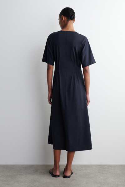 PINTUCKED COTTON MINI DRESS - NAVY | COS