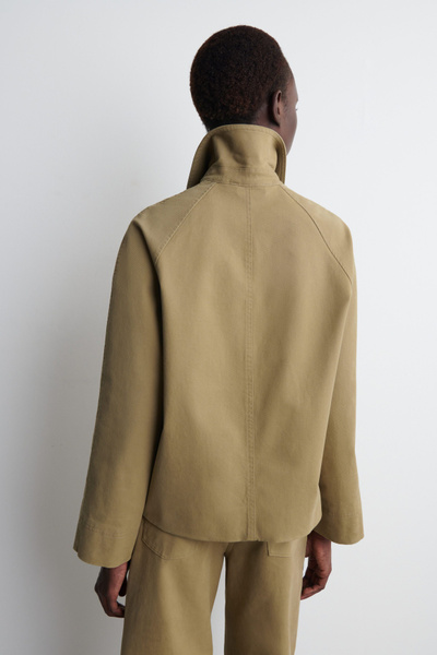 canaさん  twill no collar jacket beige One Button Collarless Topper | Blazer | Donna Karan