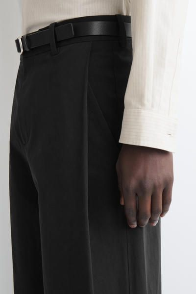 WIDE-LEG PLEATED COTTON PANTS - BLACK | COS US WIDE-LEG PLEATED COTTON PANTS - BLACK | COS US