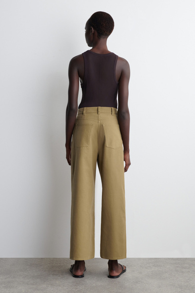 COTTON CROPPED WIDE-LEG TROUSERS - CAMEL | COS