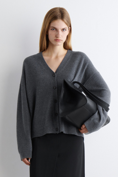 Drawer - Drawer Cashmere Cardigan♡ Gray CASHMERE V-NECK CARDIGAN - GRAY MÉLANGE | COS