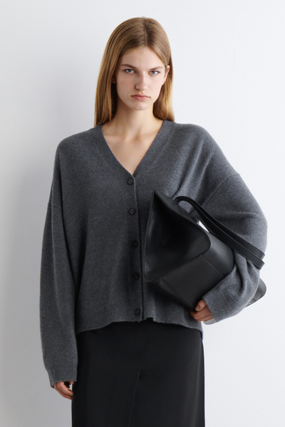 CASHMERE V-NECK CARDIGAN - GRAY MÉLANGE | COS