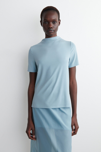 Tシャツ・カットソー MD75 SS23 ROUND NECK PULLOVER (MD9219 BASIC BLUE) REGULAR BOXY MOCK-NECK T-SHIRT