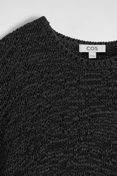 TEXTURED OPEN-KNIT TOP - BLACK | COS