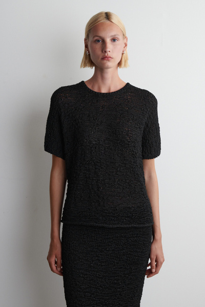 TEXTURED OPEN-KNIT TOP - BLACK | COS