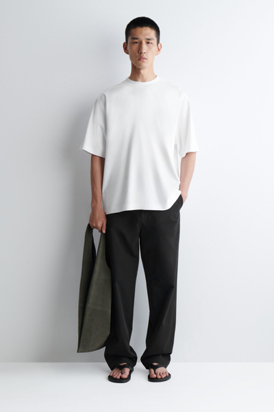 OVERSIZED INTERLOCK LAYERED-EFFECT T-SHIRT - WHITE | COS