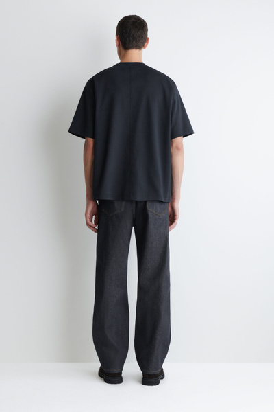 OVERSIZED INTERLOCK LAYERED-EFFECT T-SHIRT - BLACK / WHITE | COS