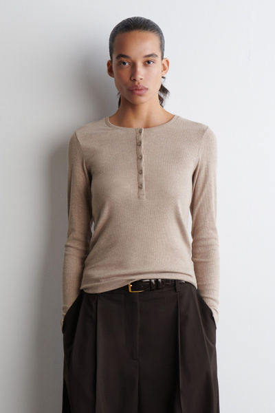 トップス heangnae KISHIMEN TOPS / Beige Short-sleeved Top - Light beige - Ladies | H&M US