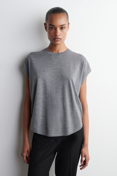 CIRCLE-CUT MERINO WOOL TOP - GRAY MÉLANGE | COS