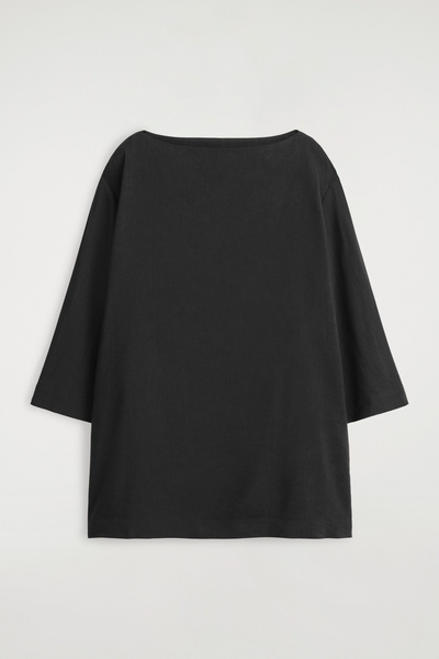 LINEN A-LINE MINI DRESS - BLACK | COS US LINEN A-LINE MINI DRESS - BLACK | COS US