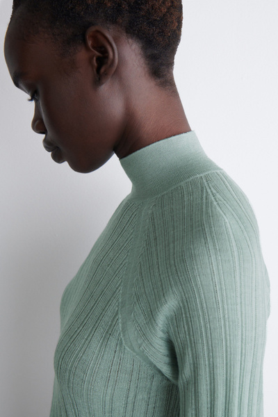 SHEER RIBBED-KNIT TOP - TURQUOISE | COS
