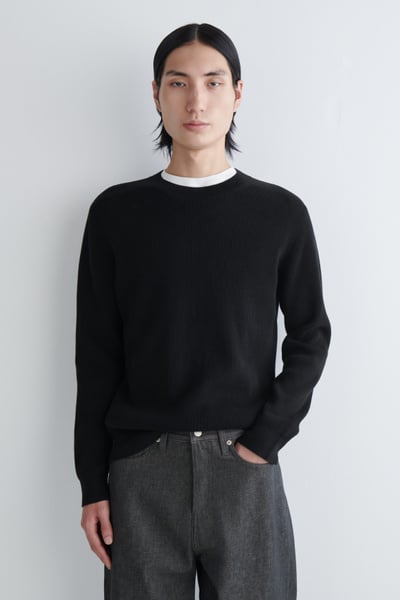 renoma HIGH GAUGE CREW NECK KNIT 黒 high-gauge crewneck knit L/S PO(PU501-MPO01) / BLACK – the