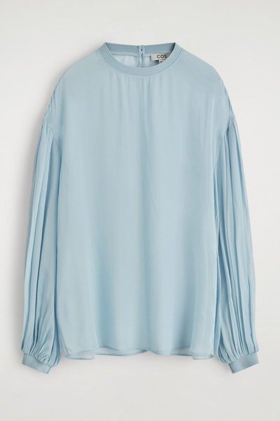 SHEER BALLOON-SLEEVE BLOUSE - SKY BLUE | COS