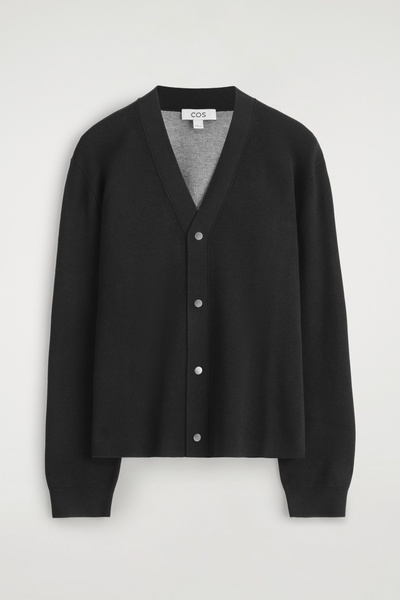 Double-breasted Knit cardigan（black） Amazon.com: Men's Double Breasted Knitted Cardigan Fit Long