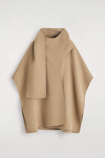 DOUBLE-FACED WOOL SCARF CAPE - BEIGE | COS