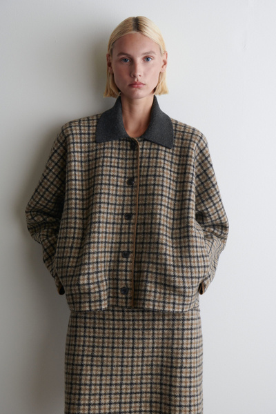 あんずWOOLSILKHERRIGBONE SHORTCOAT あんずWOOLSILKHERRIGBONE SHORTCOAT あんずWOOLSILKHERRIGBONE