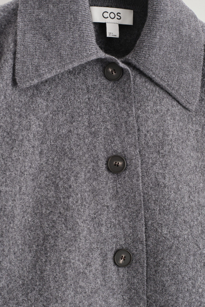 SCULPTED MERINO WOOL SHORT JACKET - GRAY MÉLANGE | COS US