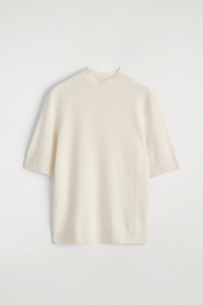 ★fa.er.ie★cowl neck button t-shirt (ivory)★韓国送料込 CASHMERE MOCK-NECK T-SHIRT - IVORY | COS