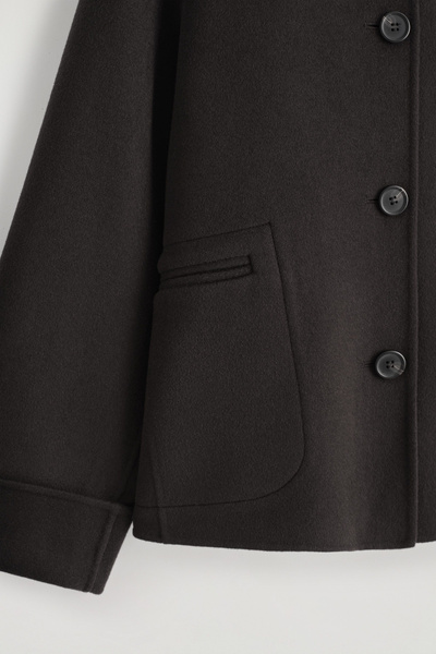 DOUBLE-FACED WOOL SHORT JACKET - DARK BROWN | COS US