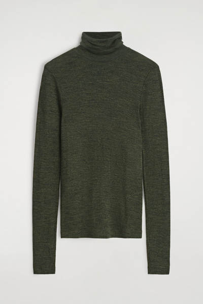 新品　BRIEFING　正規品　 MERINO HIGH NECK KNIT MERINO WOOL HIGH-NECK TOP - DARK-GREEN MELANGE | COS