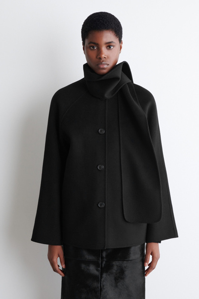 DOUBLE-FACED WOOL SCARF JACKET - BLACK | COS