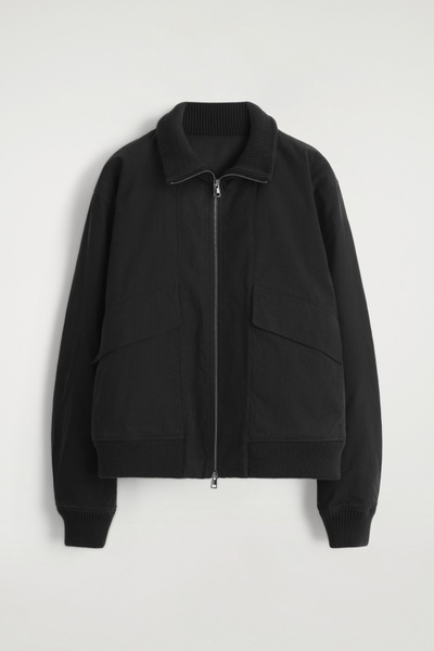 PADDED COTTON FLIGHT JACKET - BLACK | COS