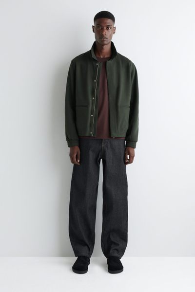 JERSEY HARRINGTON JACKET - DARK GREEN | COS