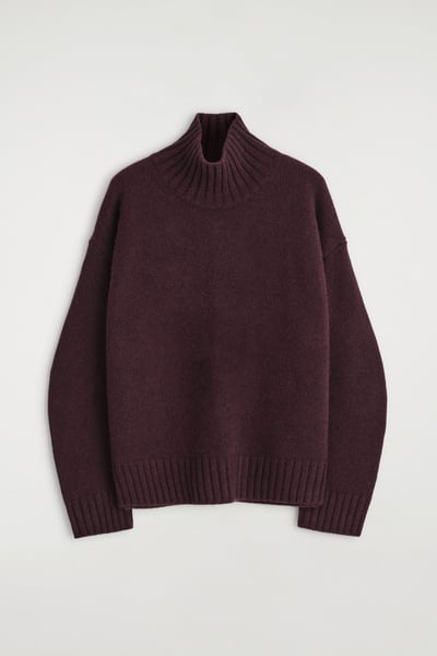 CASHMERE FUNNEL-NECK SWEATER - BURGUNDY MÉLANGE | COS