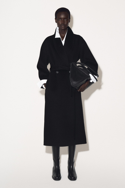 fashiru wool double face middle coat/黒 fashiru wool double face middle coat/黒 soutien collar coat