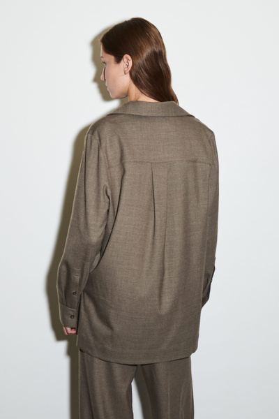 maison mill OPEN COLLAR SHIRTS グレーチェック H&M Regular Fit Textured Woven Men's Collar Shirt-English