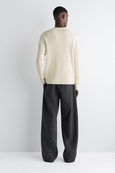 RIBBED-KNIT V-NECK SWEATER - CREAM | COS