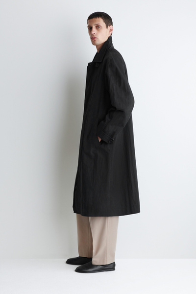 COTTON LONG TRENCH COAT - BLACK | COS AU