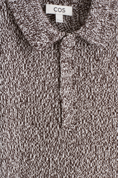 WOOL-BLEND HALF-ZIP POLO SWEATER - BROWN / WHITE | COS US