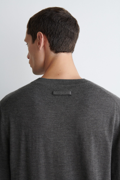 トップス CASHMERE SKIN TEE FINE CASHMERE T-SHIRT - STONE MÉLANGE | COS