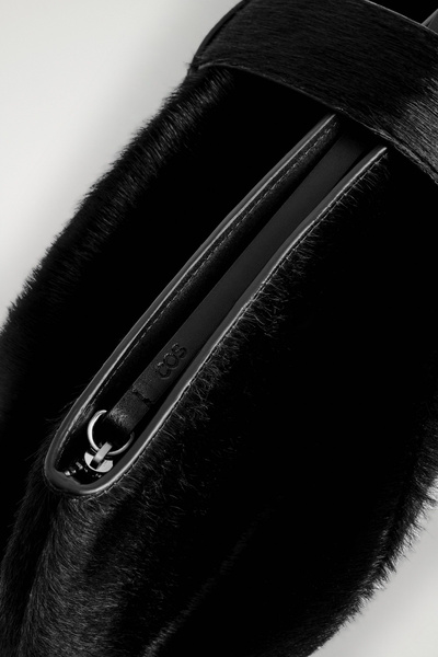 BELTED CLUTCH BAG - PONY HAIR-EFFECT LEATHER - CARBON | COS US