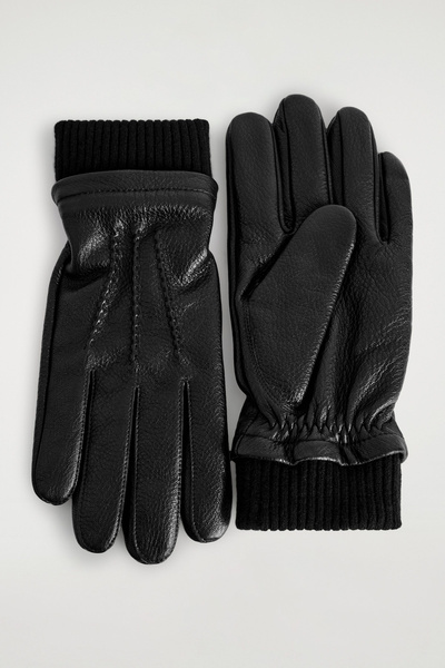 AURALEE】 Cashmere Knit Lether Gloves AURALEE cashmere knit