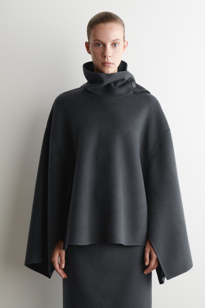 DOUBLE-FACED WOOL CAPE - STEEL | COS