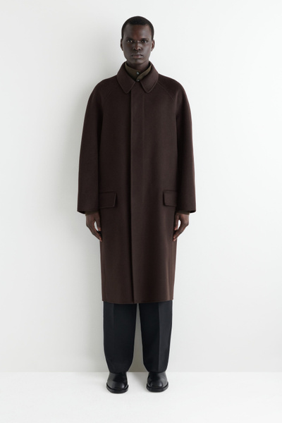DOUBLE-FACED WOOL LONG CAR COAT - CHOCOLATE | COS US