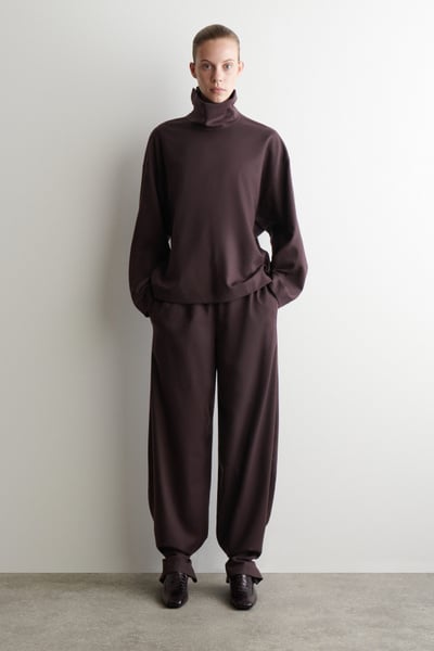 WOOL-FLANNEL PANTS - PLUM | COS