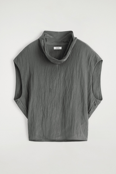 CRINKLED-SATIN TOP - STEEL | COS