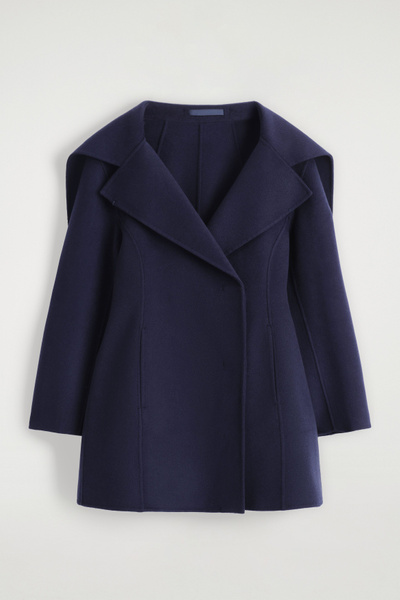 SCULPTED DOUBLE-FACED WOOL COAT - MIDNIGHT | COS
