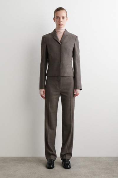 SLIM WOOL-BLEND PANTS - STONE MÉLANGE | COS