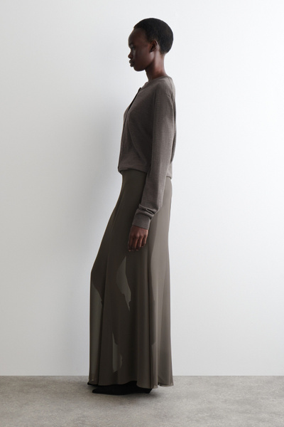 cos sheer maxi dress COS Women's Layered Sheer Knit Bandeau Maxi Dress in Brown | Cotton
