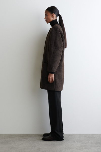 LONGLINE TEDDY JACKET - DARK BROWN | COS US