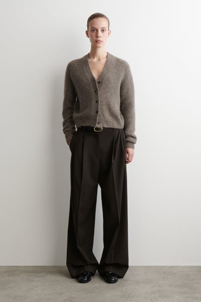 CROPPED ALPACA-BLEND CARDIGAN - TAUPE MÉLANGE | COS